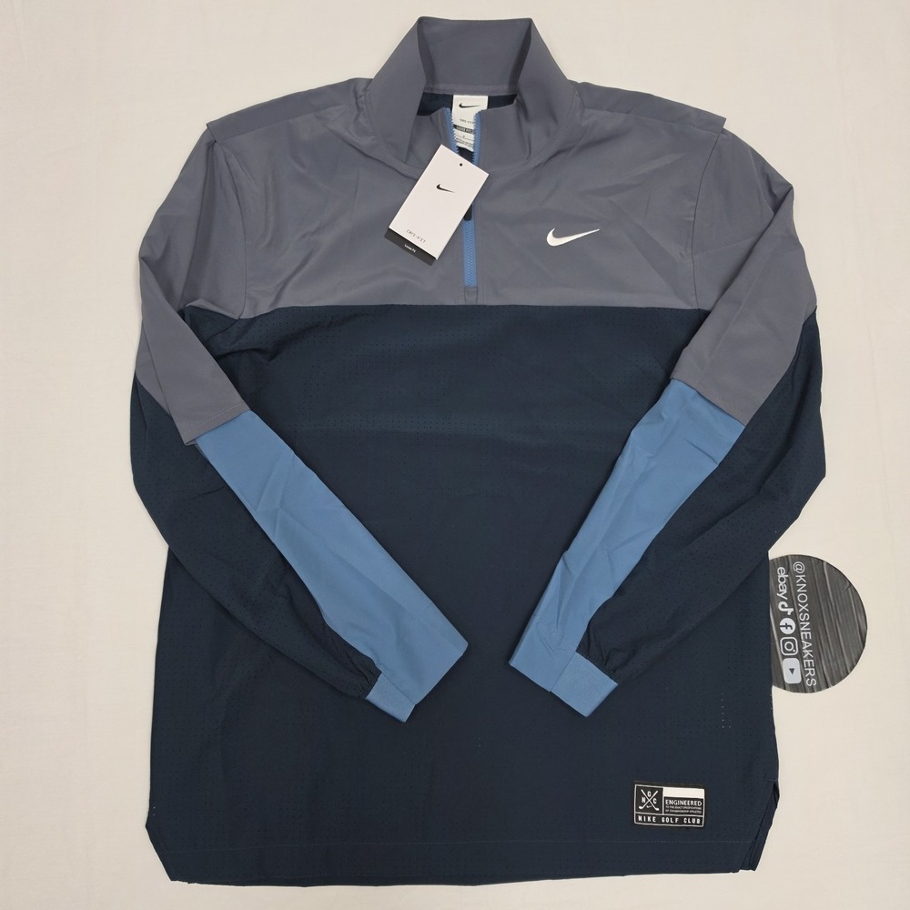 Nike Golf Club Dri-FIT 1/2 Zip Jacket Blue Grey FQ1155-478 Men's Size Small